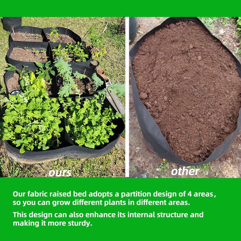 CJGQ Fabric Raised Garden Beds Outdoor  2X2 Ft 4 Grids Plant Grow Bags Vegetables Planter Raised Bed for Growing Potatoes Flowers  Square Plant Growing Container Bags for Outdoor Indoor - Image 2